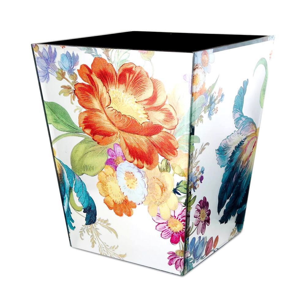 MacKenzie-Childs Flower Market Reflections Waste Bin NEW